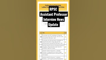 RPSC Assistant Professor Interview News Update