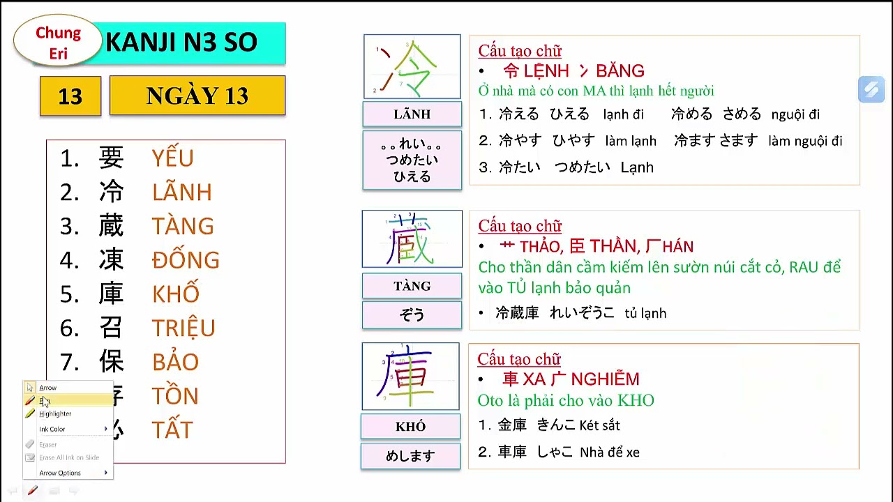 Nhớ hết Kanji N3 BÀI SỐ 13