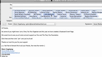 Sending email invites to Your Terry Fox Facebook Event Page