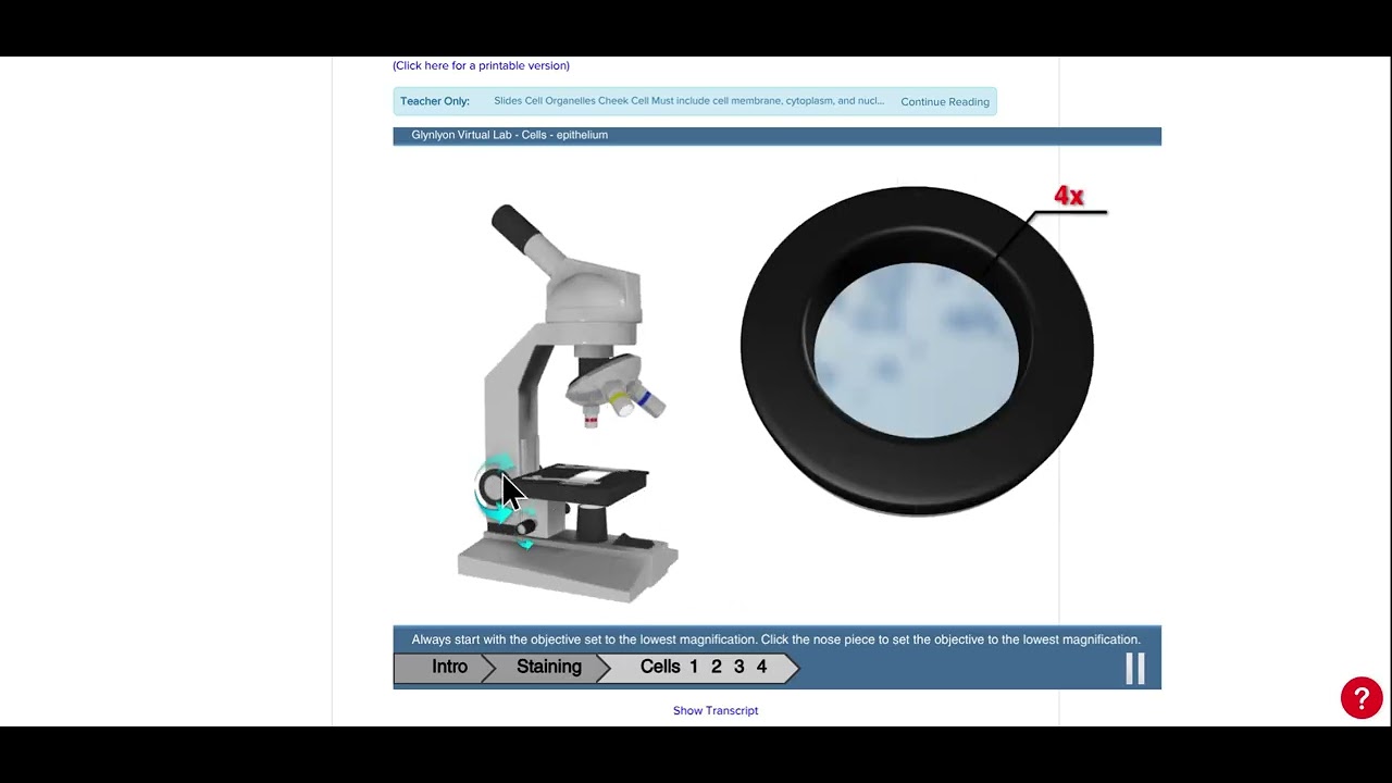 Interactive Microscope - Select Slide for Microscope