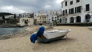 Walking tour beach Calella Costa Brava Spain