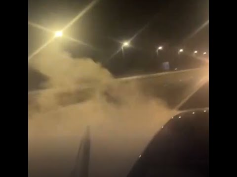 Video captures man's very British reaction to car blowing up on motorway in the middle of the night