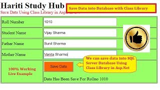 Easy Method to Save Data Using Class Library in Asp.Net C# | Hindi | Free Online Learning Classes
