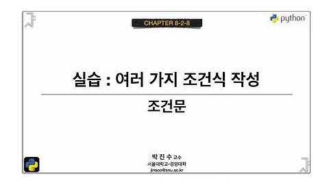 [파이썬 기초] 08-2-08 실습 : 여러 가지 조건식 작성 | 박진수 SNU IDSLab