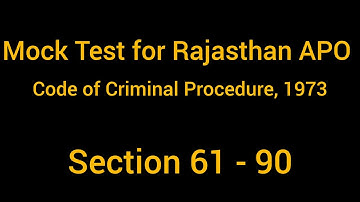 Mock Test for Rajasthan APO | CrPC Section 61 - 90 | #bnss #crpc   #judiciary  #legal #rajasthanapo