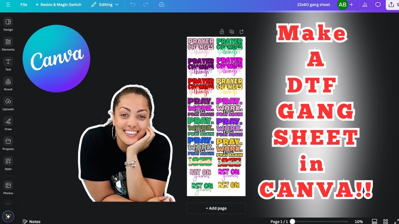 Let's Make a DTF Gang Sheet in Canva!! | Canva Tutorial For Beginners ...