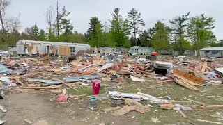 Federal & state officials tour catastrophic damage at Gaylord mobile home park