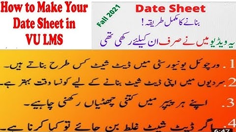 How to make your date sheet in VU LMS for Final term term 2022