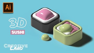 How to make 3D SUSHI In Adobe Illustrator | Adobe illustrator tutorial