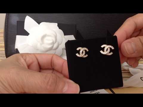 Unboxing Chanel Classic CC Earrings Ladies First, Chanel Pearl necklace