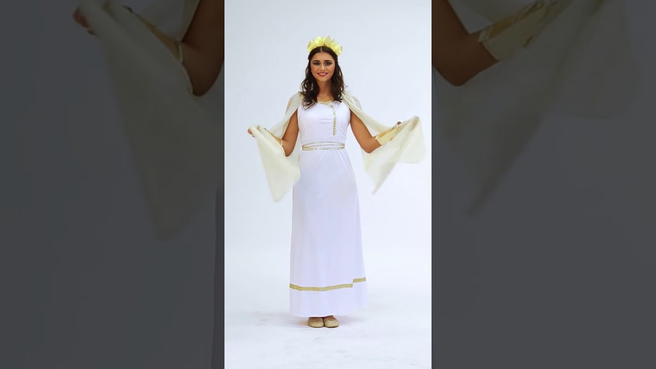 Dressforfun Frauenkostüm Griechische Göttin Olympia – Mit Pailletten, Flügelärmeln & Kopfschmuck