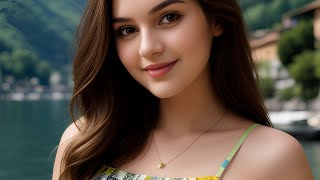 4K AI ART Lookbook Hot Model Video | fashion swimsuit, Serene Lakeside, Lake Como Italy 7