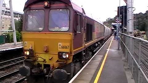 DB Schenker class 66 No. 66067 departs Ipswich with oil tankers after a signal at danger 6.10.10.