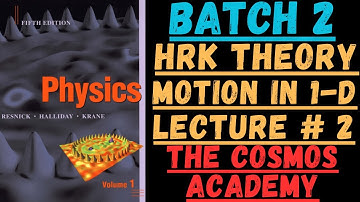 Lecture # 2 Theory Important Points Notes Motion in One Dimension Halliday Resnick Krane HRK
