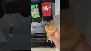 messing with the soda fountain and getting 2 Dr pepper's and Tropicana fruit punch at KFC