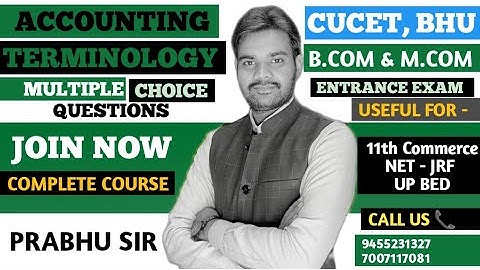 ACCOUNTING TERMINOLOGY MCQ || ACCOUNTS || BHU B.COM & M.COM ENTRANCE EXAM 2021 || COMPLETE COURSE