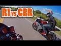 Yamaha R1 vs Honda CBR1000RR - 150mph+ (w/ DoItWithDan)