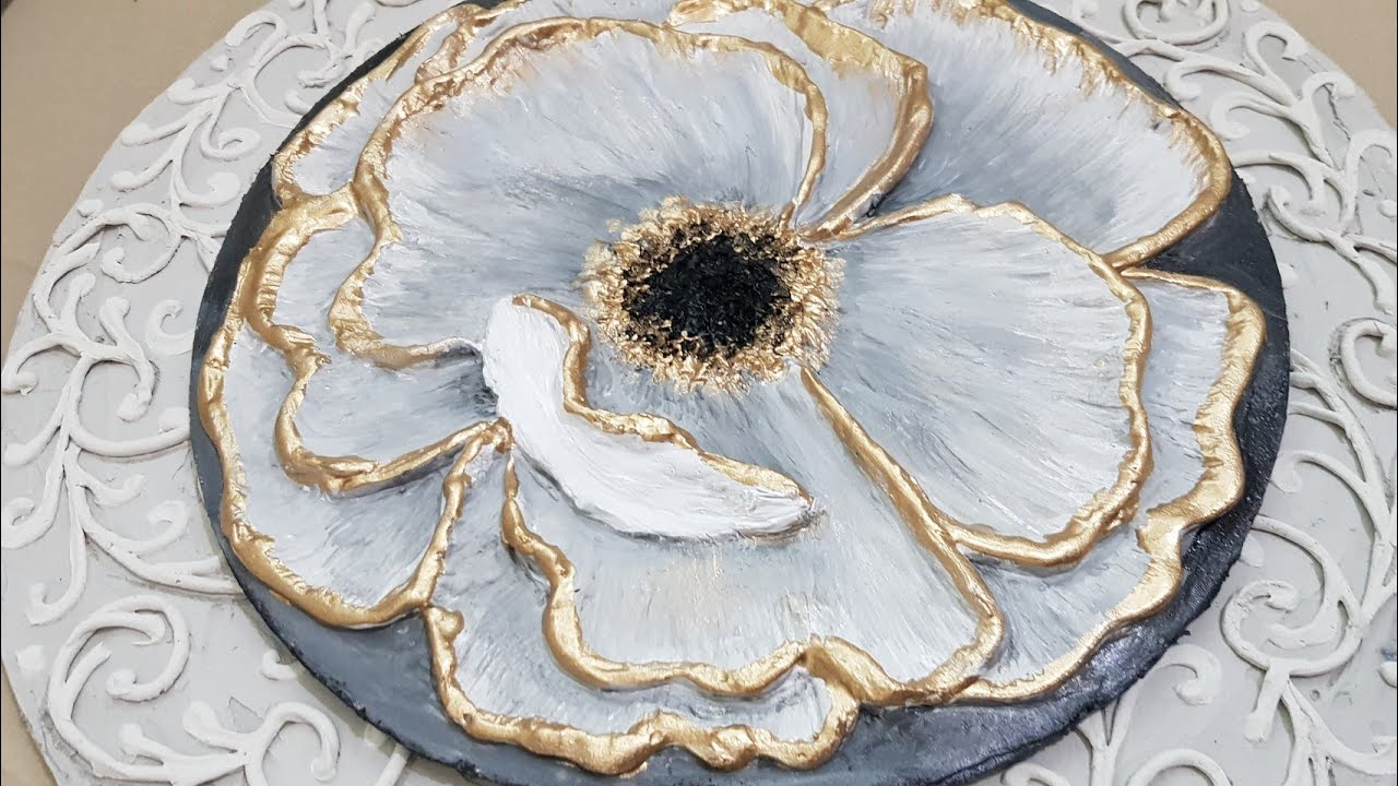 Texture paste flower using cone method. How to make 3d flower with texture paste.