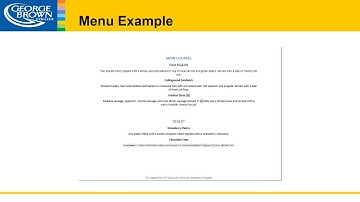 Basic Menu Development Video