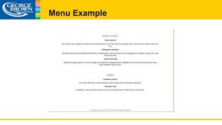 Basic Menu Development Video