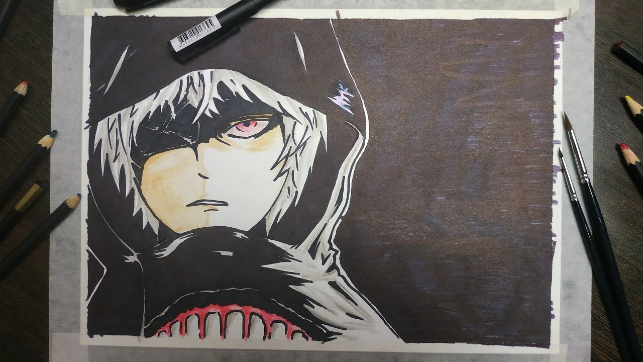 Рисунки по клеточкам большие аниме токийский гуль