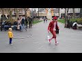 Jerry and Chris Thomas, cyr wheel street performer. Leicester Square, 25th March 2018 - part 1