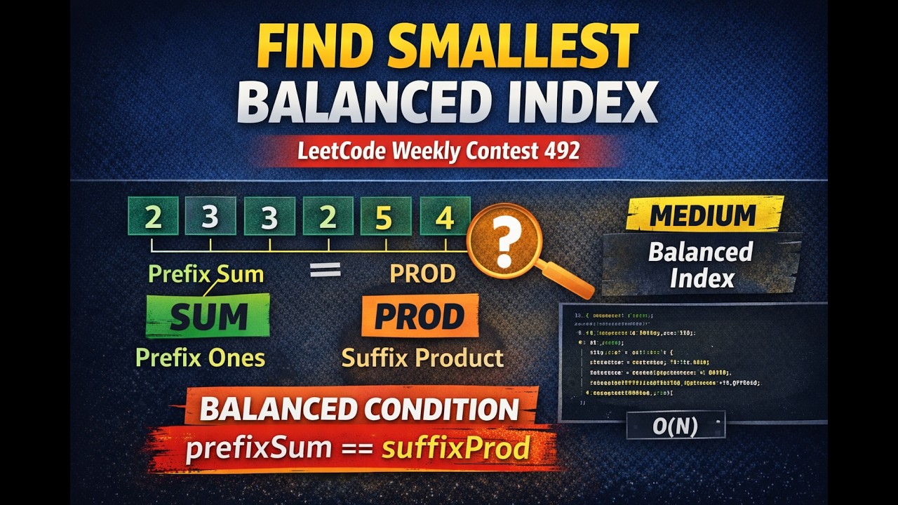 Find the Smallest Balanced Index | LeetCode Weekly Contest 492 Q2 ...