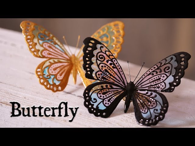 【レジン×アクリル絵の具】蝶々のブローチ DIY Frosting with resin [Butterfly brooch]