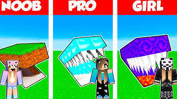 Minecraft Battle: UNDERGROUND TRAP HOUSE BUILD CHALLENGE - NOOB vs PRO vs GIRL / Animation