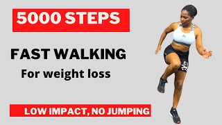 5000 STEPS fast walking to burn fat 🔥No jumping