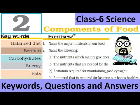 കീവേഡുകളും വ്യായാമങ്ങളും സയൻസ് ക്ലാസ് 6 അധ്യായം-2 (ഭക്ഷണത്തിന്റെ ഘടകങ്ങൾ)