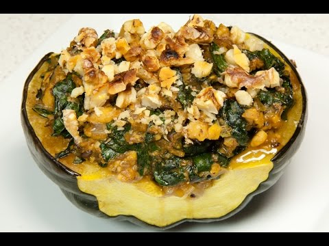 Tempeh Sausage Kale Stuffed Acorn Squash Vegan Low Salt-11-08-2015