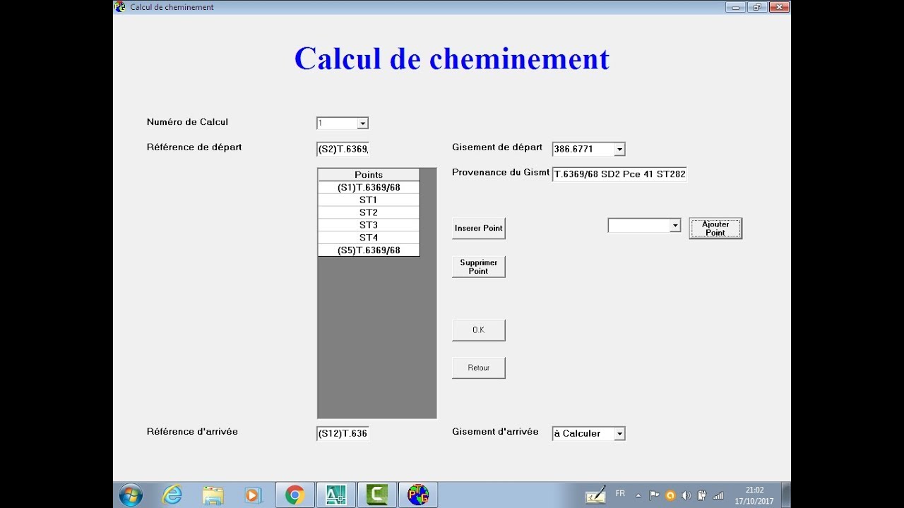 Calcul de Cheminement, VZM, Gisement et Distance sur topogen