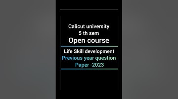 5th sem Open course Life skill development previous year question paper 2023|calicut university