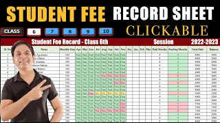 Student FEE RECORD Sheet / School, Collage, University, Educational Fees Record Format