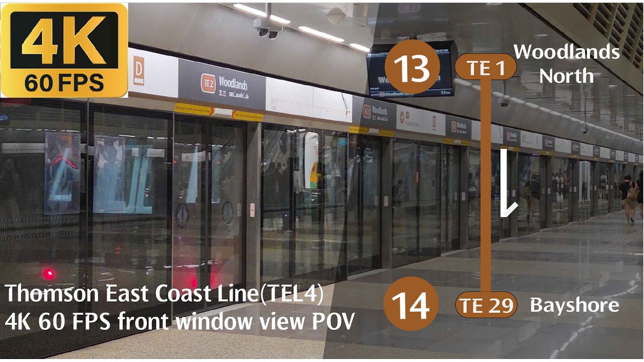 【TEL4 Front View POV】SMRT Thomson East Coast Line 湯申—東海岸線 TE1 Woodlands North 兀蘭北→TE29 Bayshore 碧灣