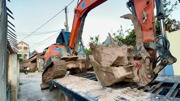 CẬU BÉ LÁI MÁY XÚC TRIỆU VIEW LEO LÊN Ô TÔ TẢI HOA MAI CHỞ ĐẾN CÔNG TRƯỜNG HAY NHẤT | EXCAVATOR