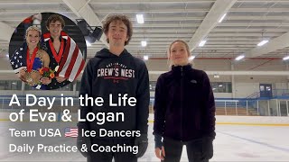 A Day in the Life of Team USA Ice Dance Team - Daily Practice & Coaching | Eva Pate & Logan Bye
