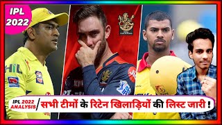 IPL 2022 ALL TEAMS 4 RETAINED PLAYERS LIST RELEASED! Dr. Cric Point