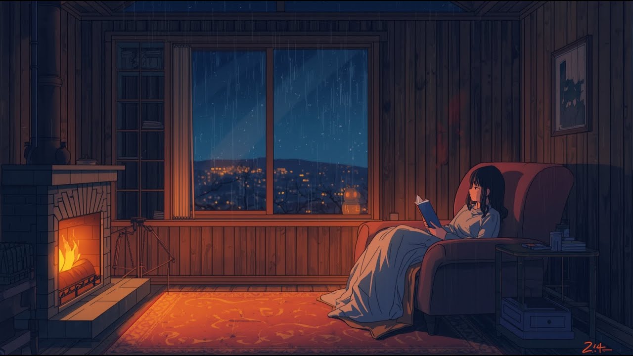 Rest · Soft Rain & Night Fireplace for Sleep (2 Hours)