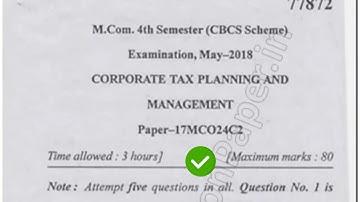 2018 Mdu MCom 4th Sem Corporate Tax Planning & Management Question Paper