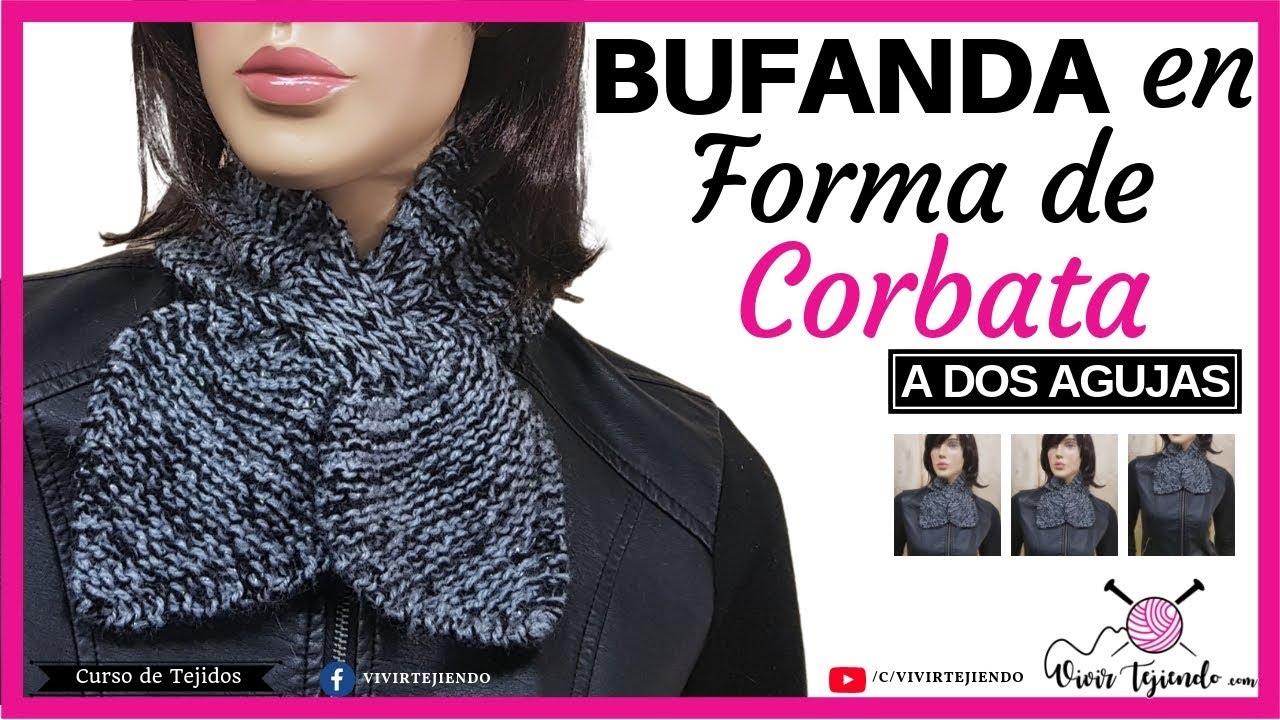 Bufanda en forma corbata a dos agujas | Curso de Tejidos online | Vivirtejiendo - YouTube