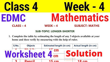 EDMC Class 4 Maths Week 4 Worksheet 4 / Class 4th maths worksheet 4 Week 4 with solution