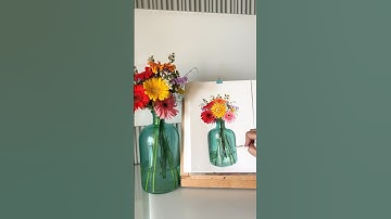 Still life painting🌸 #artshorts #stilllife #floralpainting #acrylicpainting #artandcraft #realistic