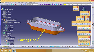 Design a Casting part using Sketcher, Part Design, by Considering Parting Line, Draft Angle.