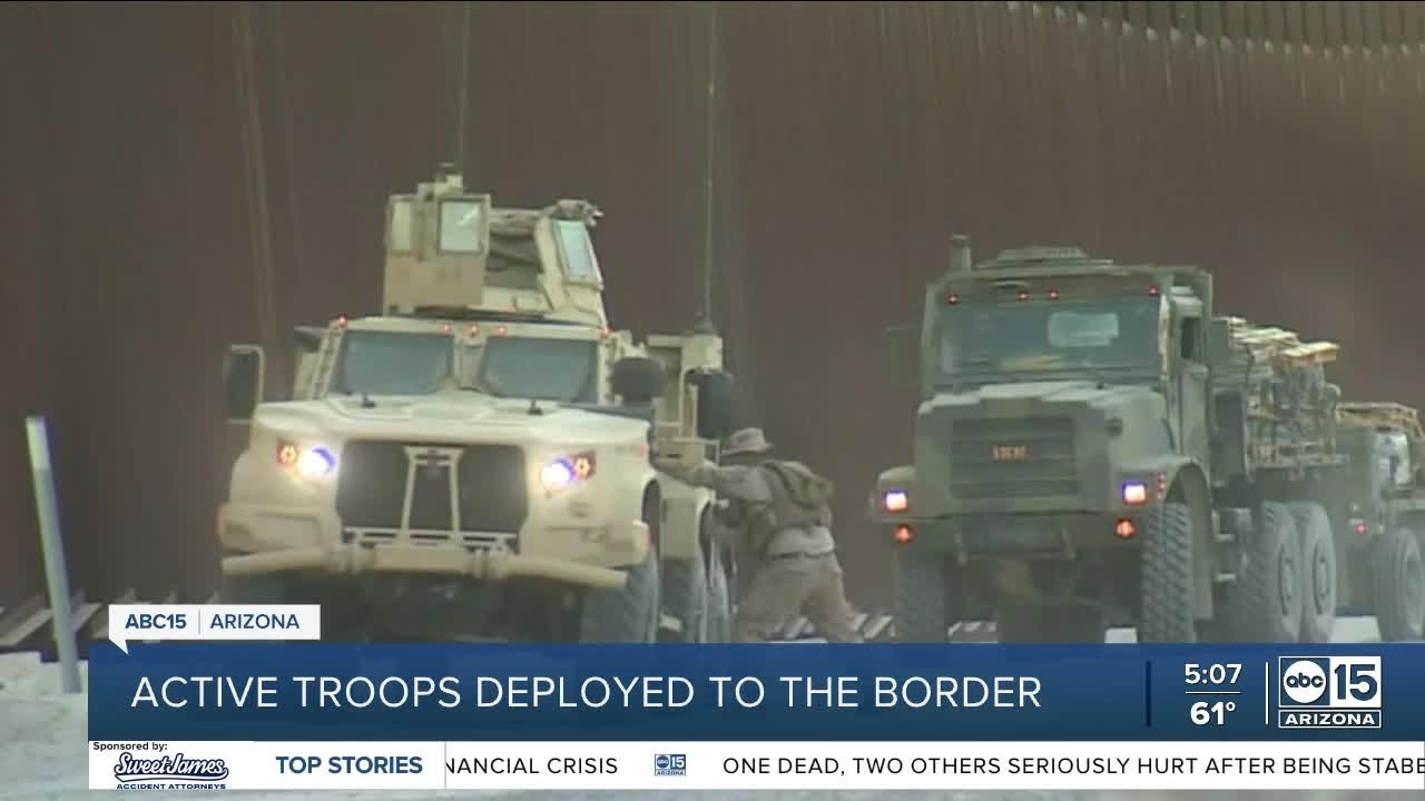 First wave of U.S. troops deployed to the southern border - YouTube