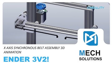 Ender 3 V2 X axis synchronous belt assembly 3D animation