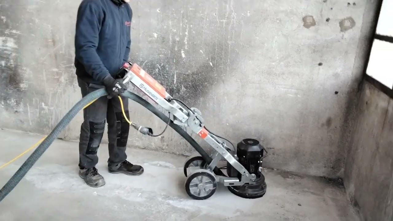 Surfaceuse, ponceuse béton avec manche et aspirateur à décolmatage