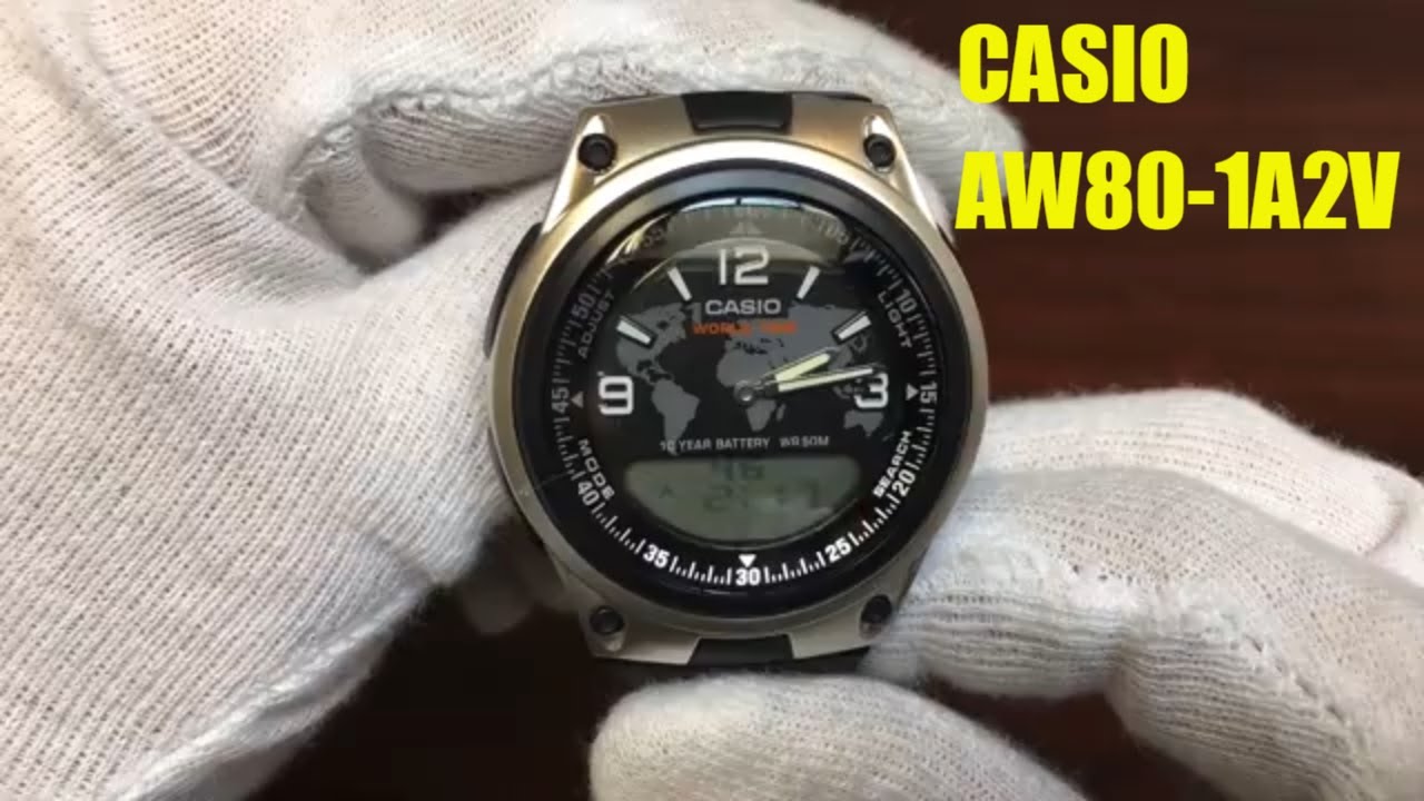 vogn guld Også Men's Casio World Time 30 Telememo Watch AW80-1A2V