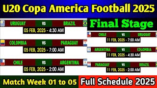 U20 Copa America (Final Stage) All Match Full Schedule Update 2025 | Match Week 01 to 05 | Copa 2025